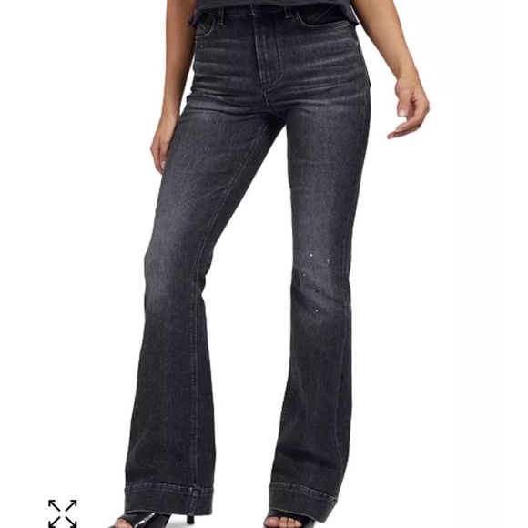 NWT Vintage GUESS Painted Pop 70s Flare Jeans - Size 26 - Picture 1 of 10